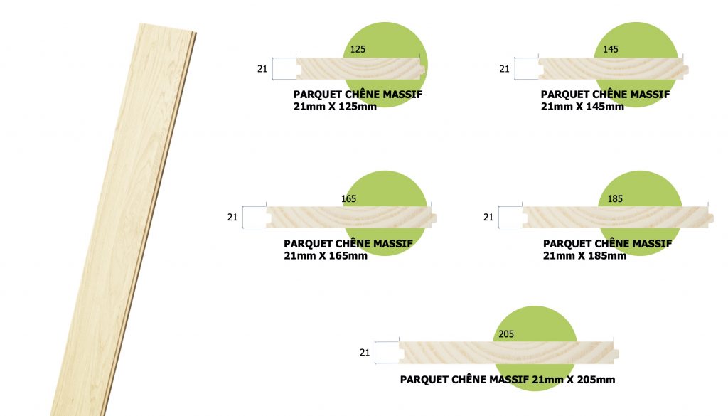 Parquet en chêne massif 21mm d'épaisseur