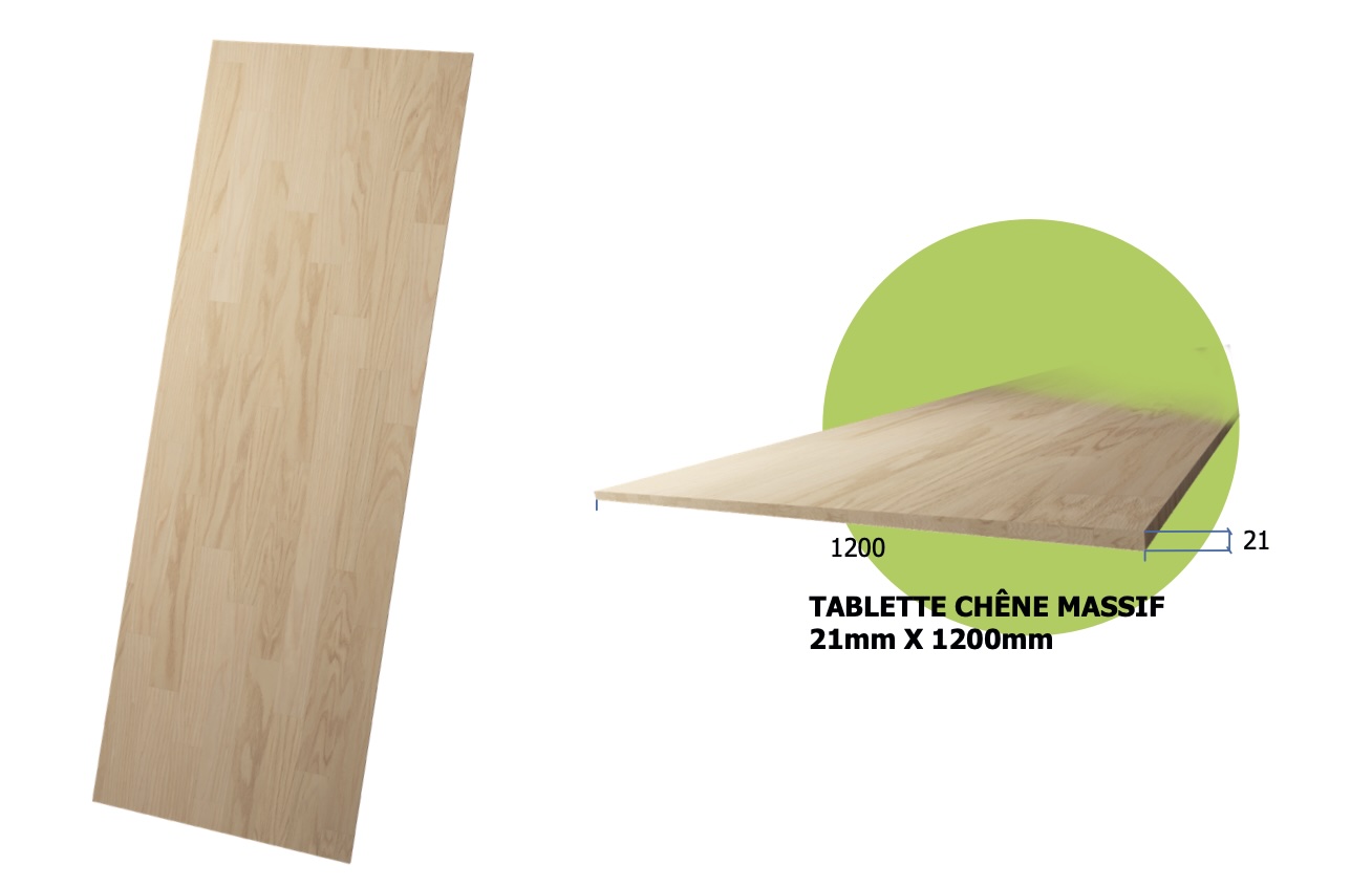 Tablette en chêne massif 21mm d'épaisseur